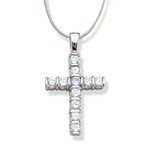 Semi-bezel Cubic Zirconia Sterling Silver Cross Semi-bezel Cubic Zirconia Sterling Silver Cross
